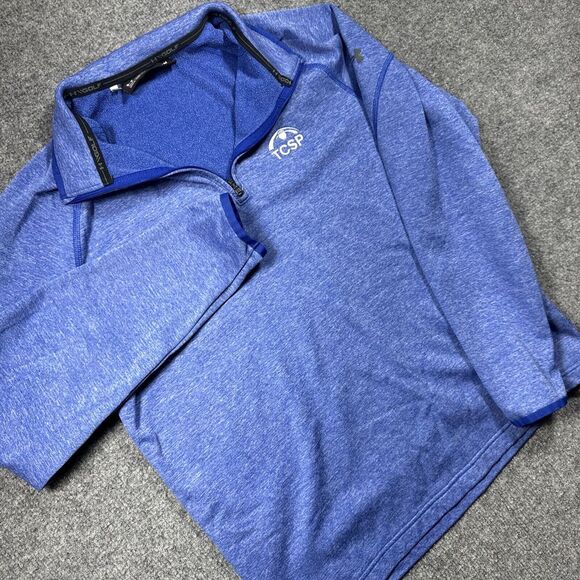 Under Armour Other - Under Armour Fleece Quarter Zip Mens MD‎ Blue Pullover Long Sleeve Loose Fleece
